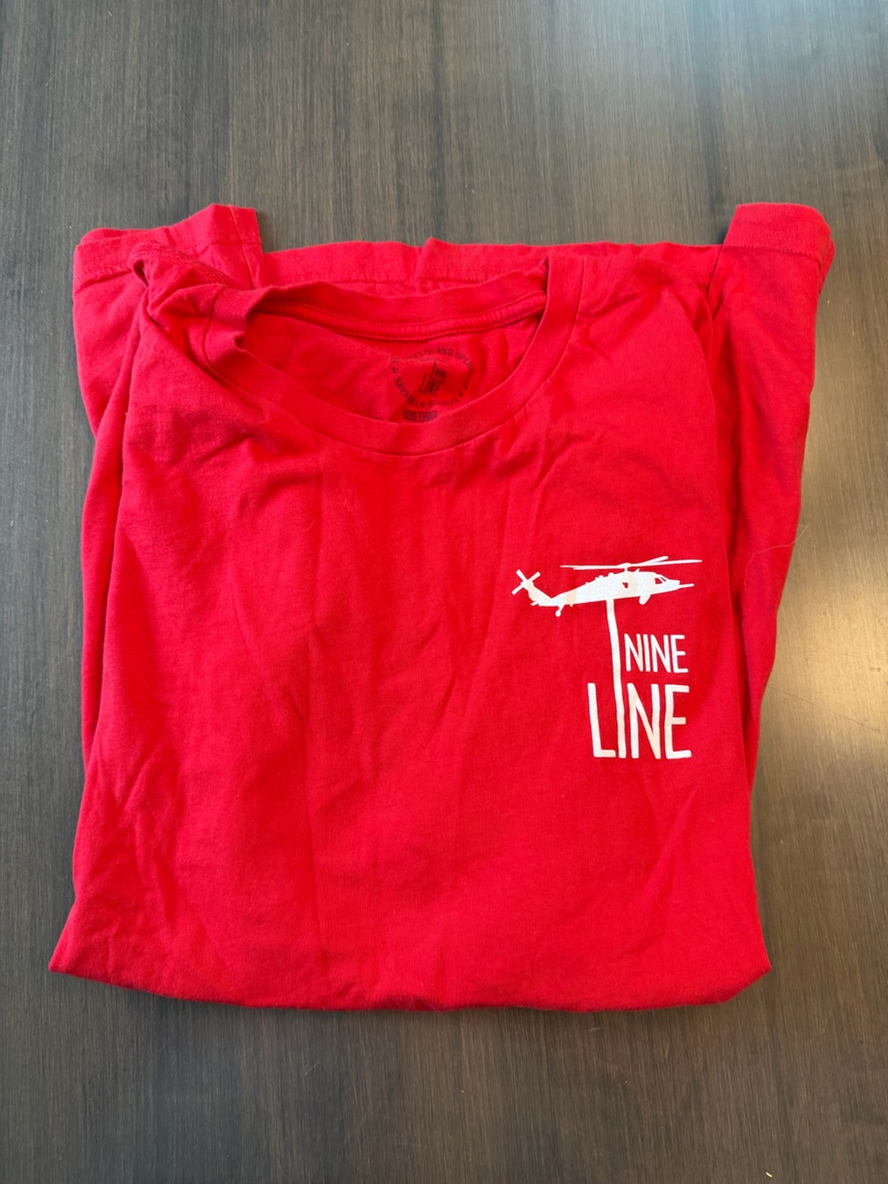 Nine Line Short-Sleeve Crewneck T‑Shirt in Red